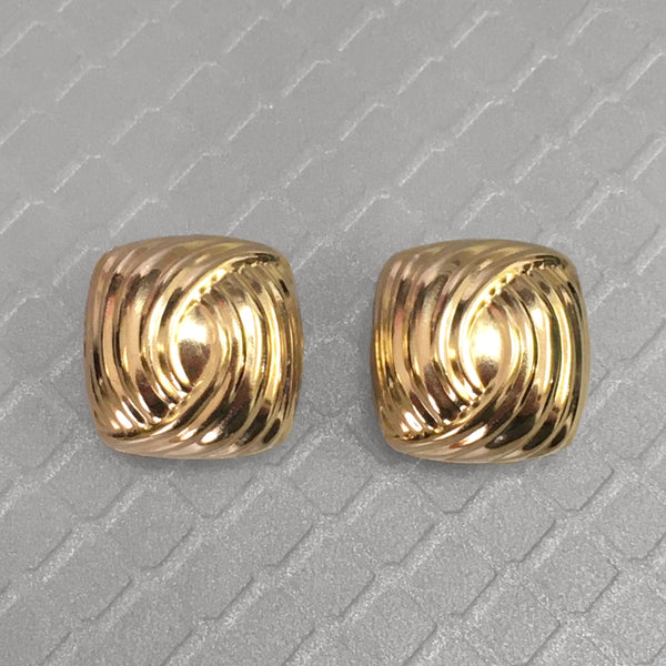 Preowned Yellow Gold Square Twist Design Earrings