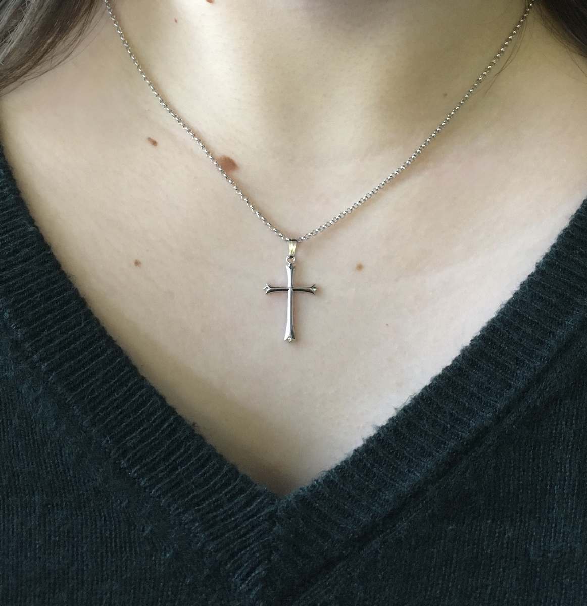 Sterling Silver Flared Design Cross Pendant