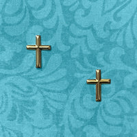 Yellow Gold Cross Stud Earrings