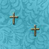 Yellow Gold Cross Stud Earrings