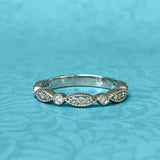 White Gold Diamond Millgrain Band