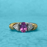 Platinum and Yellow Gold Pink Sapphire and Diamond Ring