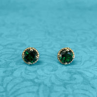 Yellow Gold and Tsavorite Garnet Stud Earrings
