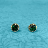 Yellow Gold and Tsavorite Garnet Stud Earrings