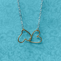 Sterling Silver and Yellow Gold-Filled Linked Hearts Necklace