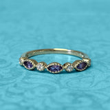 Yellow Gold Diamond and Amethyst Marquise Stack Ring