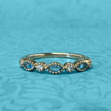 Yellow Gold Diamond and Blue Topaz Marquise Stack Ring