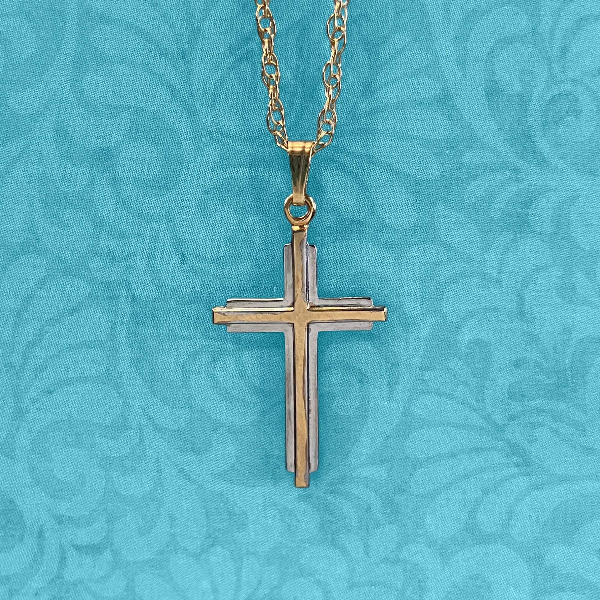 Sterling Silver and Gold-Filled Double-Design Cross Pendant