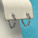 White Gold and Diamond Marquise Hoop Earrings