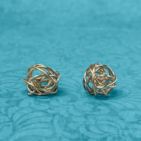 Sterling Silver and Yellow Gold-Filled Wire Knot Stud Earrings