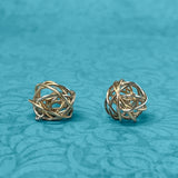 Sterling Silver and Yellow Gold-Filled Wire Knot Stud Earrings