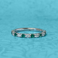 White Gold Emerald and Diamond Band