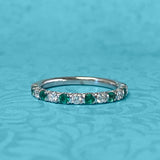 White Gold Emerald and Diamond Band