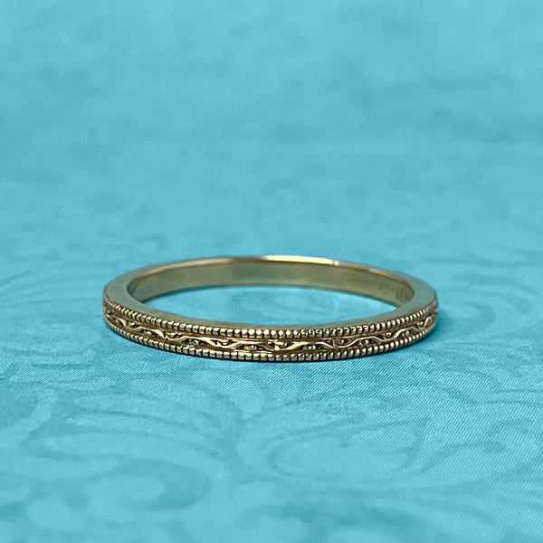 Gold Carved Thin Stack Band