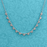 White Gold  and Diamond Millgrain Bezel Station Necklace