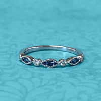 White Gold Sapphire and Diamond Bezel-Set Stack Band