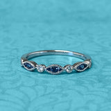 White Gold Sapphire and Diamond Bezel-Set Stack Band