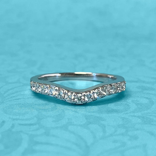 White Gold and Diamond Contour Band