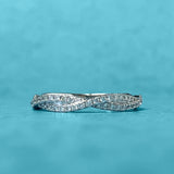 White Gold and Diamond Woven Design Band