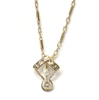 Preowned Petite Yellow Gold Diamond and Seed Pearl Pendant