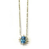Preowned Yellow Gold Swiss Blue Topaz and Diamond Pendant