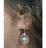 Sterling Silver Octagon Compass Leverback Earrings