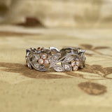 White and Rose Gold Diamond Floral Dress Band