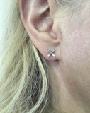White Gold and Diamond Star Stud Earrings