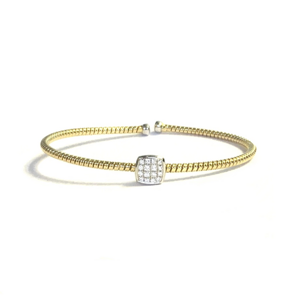 Yellow and White Gold Diamond Cuff Bracelet