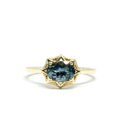Yellow Gold Oval Blue Sapphire Ring