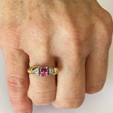 Platinum and Yellow Gold Pink Sapphire and Diamond Ring