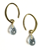 Yellow Gold and Blue Topaz Drop Dangle Earrings