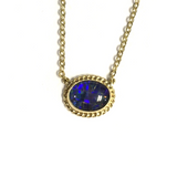 Yellow Gold and Black Opal Doublet Oval Necklace