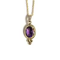Yellow Gold and Amethyst Oval Necklace