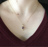 Yellow Gold and Amethyst Oval Necklace
