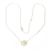 Sterling Silver and Yellow Gold Small Compass Rose Necklace