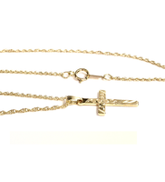 Yellow Gold Engraved Cross and Chain