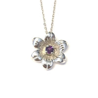 Sterling Silver Amethyst Floral Pendant - Exclusively Continental