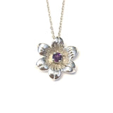 Sterling Silver Amethyst Floral Pendant - Exclusively Continental