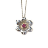 Sterling Silver Ruby Floral Pendant - Exclusively Continental