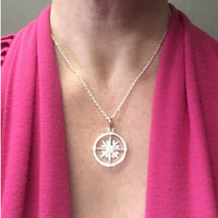 Sterling Silver Compass Rose Pendant