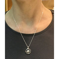 Sterling Silver Small Round Compass Pendant