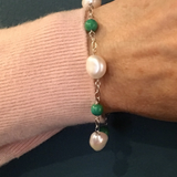 Sterling Silver Freshwater Baroque Cultured Pearl and Turquoise Bracelet