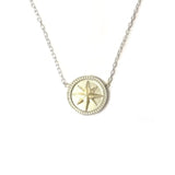 Sterling Silver and Yellow Gold Small Compass Rose Necklace