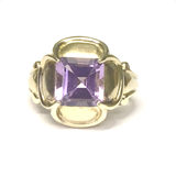 Preowned Sterling Silver and Yellow Gold Plated Amethyst Ring