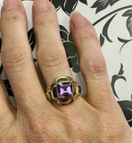 Preowned Sterling Silver and Yellow Gold Plated Amethyst Ring