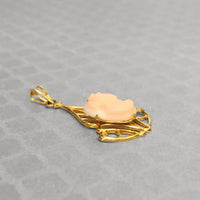 Preowned Yellow Gold Coral Lavalier Pendant