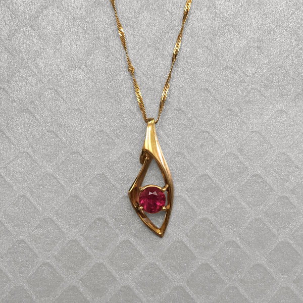 Preowned Yellow Gold Pink Tourmaline Pendant