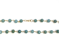 Vermeil and Blue Chalcedony Beaded Chain Necklace