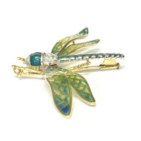 Preowned Yellow Gold Plique-à-jour Dragonfly Brooch